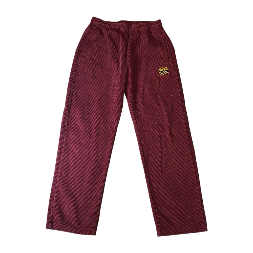 Krooked Kords Burgundy Corduroy Skate Pants‎ Size Small Elastic Waist